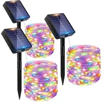 Dripio Solar-Lichterkette 3er-Set, 12+2 m, wetterfest, bunt, für Außen