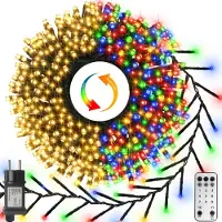 OEM 15m LED-Lichterkette, 1000 LEDs, warmweiß/mehrfarbig, Timer, Fernbedienung