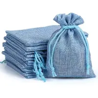 OEM Jutebeutel 24 Stück, hellblau, 10 x 14 cm, für Adventskalender