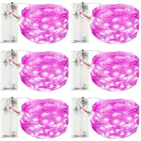 Dripio Lichtkette 3 m, 30 LEDs, batteriebetrieben, Timer, rosa, 6 Stück