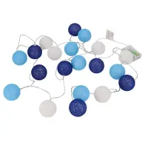 Dripio Stoffballen-Lichterkette LED 3xAA, blau/weiß, 3,15 m