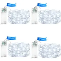 OEM LED-Lichtsnoer Set 4x 1m, 10 warmweiße LEDs, Timer, Batterie