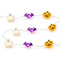Dripio Halloween-Lichterkette 3 m, 20 LEDs, Kürbis, Fledermaus, Geist, Timer