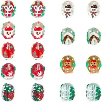 OEM Weihnachts-Lampwork-Perlen, 18 St., 9 Designs, handbemalt, rund