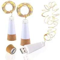 Dripio LED-Korken-Lichterkette, USB, 1,9 m, 20 LEDs, warmweiß, 3 Stück