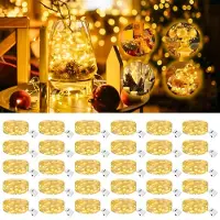 SURIGHT Set mit 30 Stück – LED-Lichterkette mit Batteriebetrieb – Klein – 3 Lichtmodi – 2 Meter – 20 LEDs – Kupfer – Draht-Lichterkette