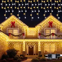 Dripio Eisregen-Lichterkette 10m, 400 LEDs, Warm-Kaltweiß, Innen/Außen
