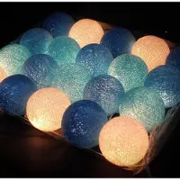 OEM 20 LED Lichtslingerkugeln aus Kattun, 3 m, batteriebetrieben, Blau