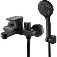 Sonstiges Badewannenarmatur Wandmontage Schwarz mit Handbrause & Duschkopf