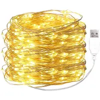 Dripio LED-Lichtsnoer 20 m, 200 warmweiße LEDs, Kupferdraht, USB