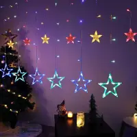 OEM Lichtvorhang 2x1 m mit 12 Sternen, 138 LEDs, 8 Modi, Fernbedienung
