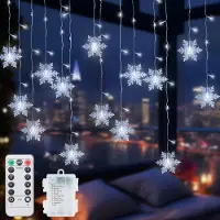 OEM Lichtgordijn Schneeflocken 4,2 m 96 LEDs kaltweiß batteriebetrieben