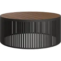 Mirjan 24 Couchtisch Velede Mini, Wohnzimmer Kaffeetisch, Gestell aus Stahl (Farbe: Schwarz / Nuss Franklin Tobacco)