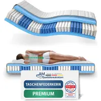 AM Qualitätsmatratzen | Premium 7-Zonen Taschenfederkernmatratze | 140x220 cm | H5 | Tonnentaschenfederkernmatratze | 140/220 | Federkernmatratze | Härtegrad H5 | 7 Zonen | 24 cm Höhe