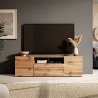 EURO-MEBLE TV Schrank SOUND Wohnzimmer Lowboard RTV Medienmöbel (Eiche Wotan)