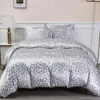 Sonstiges Bettwäsche-Set King-Size Leopardenmuster Grau 3-teilig Satin 230x220cm