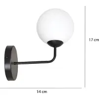 Emibig PREGOS - 1 leichte Wandleuchte schwarz mit Glasschirm