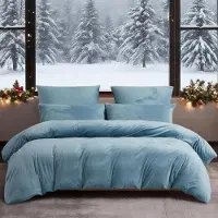 YASMENG Winter Bettwäsche Set 155x220 cm Hellblau 3-teilig Plüsch-Mikrofaser mit Reißverschluss