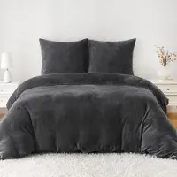 Sonstiges Bettwäsche Flanell 220x240cm Schwarz 2 Kissenbezüge 80x80cm Mikrofaser 280GSM