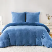 Sonstiges Bettwäsche-Set Flanell 200x200cm Marineblau 2 Kissenbezüge 80x80cm Mikrofaser-Flanell