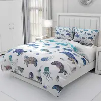 Loussiesd Kinder Bettwäsche Set Schildkröte Muster 135x200 cm Microfaser 2-teilig