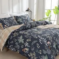 Sonstiges Bettwäsche-Set 260x240 cm 3-teilig Mikrofaser Blumenmuster Blau mit Reißverschluss