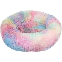 Sonstiges Hundebett Katzenbett Flauschig Rund Plüsch Donut Kissen 70cm Regenbogen