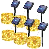 Dripio Solar-Lichtschnur, 6 Stück, wetterfest, wasserdicht, warmweiß