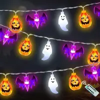 Dripio LED-Lichterkette Halloween 3 m 20 LEDs Kürbis Fledermaus Geist