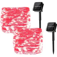 Dripio Solar-Lichterkette 22 m, 200 LEDs, 8 Modi, wasserdicht, Rot