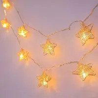 Dripio Goldene Stern-Feenlichter 1,5 m, 10 warmweiße LEDs, batteriebetrieben