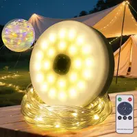Dripio LED-Campinglichterkette 10 m, aufrollbar, 8 Modi, warmweiß