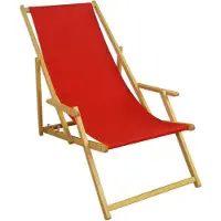 Erst-Holz Deckchair rot Strandstuhl Sonnenliege Gartenliege Relaxliege Kissen Buche klappbar 10-308 N KD