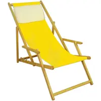 Erst-Holz Liegestuhl Deckchair gelb klappbare Sonnenliege Gartenliege Strandstuhl Gartenmöbel 10-302 N KH