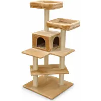 Nanook Kratzbaum Findus beige 138 x 60 x 60 cm mit Katzenhöhle und 2 Liegeplätzen