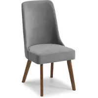 Dripio 2 Esszimmerstühle, Chenille-Stoff, Walnussholzbeine, 96x50x63 cm