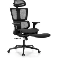 Dripio Bürostuhl ergonomisch mit Fußstütze, Mesh-Rücken, 3D-Armlehnen
