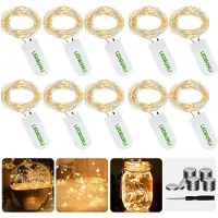 OEM LED-Lichtkette 1,2 m, 24 LEDs, warmweiß, 10 Stück, batteriebetrieben