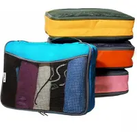 Merkloos Kofferorganizer Packing Cubes Reisetaschen Organizer - 4-teilig - Blau, Gelb, Orange, Rosa - Für Koffer und Rucksack