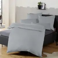 Merkloos Mikrofaser Bettwäsche Set 155 x 220 cm Grau mit Reißverschluss