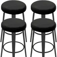 Merkloos Set aus 4 Samt Barhockerbezügen, Runde Hocker 35-45 cm, Schwarz