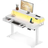 OEM Schreibtisch elektrisch höhenverstellbar 120 cm weiß mit Schubladen