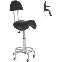 Dripio Ergonomische zadelkruk met wielen, 360° draaibaar, 50-66 cm, 180 kg, zwart