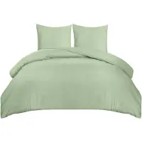 Trankielo – Bettbezug-Set, 200x200 cm – Inklusive 2 Kopfkissenbezügen, 80x80 cm – Gebürstete Mikrofaser – Salbeigrün