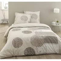 Merkloos Bettbezugset 200 x 200 cm mit 2 passenden Kopfkissenbezügen, beige, 100% Baumwolle