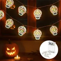 Dripio Halloween Lichterkette 5 m, 20 LED Totenkopf, warmweiß, Timer