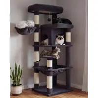 Dripio Kratzbaum, Rauchgrau, 2 Ebenen, 142 cm Höhe, für große Katzen