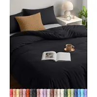 Trankielo - Bettbezug 230x220 cm - 2 Kopfkissenbezüge 50x75 cm - Schwarz - Mikrofaser