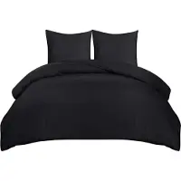 Trankielo - Bettbezug-Set 220x240 cm + 2 Kopfkissenbezüge 65x65 cm - Schwarz, aus Mikrofaser, langlebig, weich