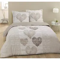 Merkloos Bettbezug-Set mit zwei Kopfkissenbezügen, 100% Baumwolle, beige, 200 x 200 cm